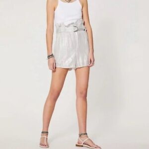 IRO stuning Silver High Waist Women's Shorts. New. Size Euro 36.